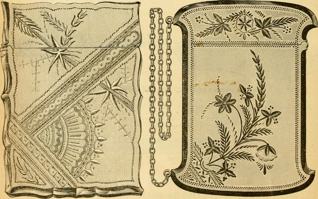An illustration from 13th annual illustrated catalog, 1889 ... containing illustrations and prices of a few leading and staple styles of diamonds, watches, jewelry, silverware, clocks, canes, umbrellas, opera glasses, gold spectacles, eye glasses, etc., 1889, leaf 149