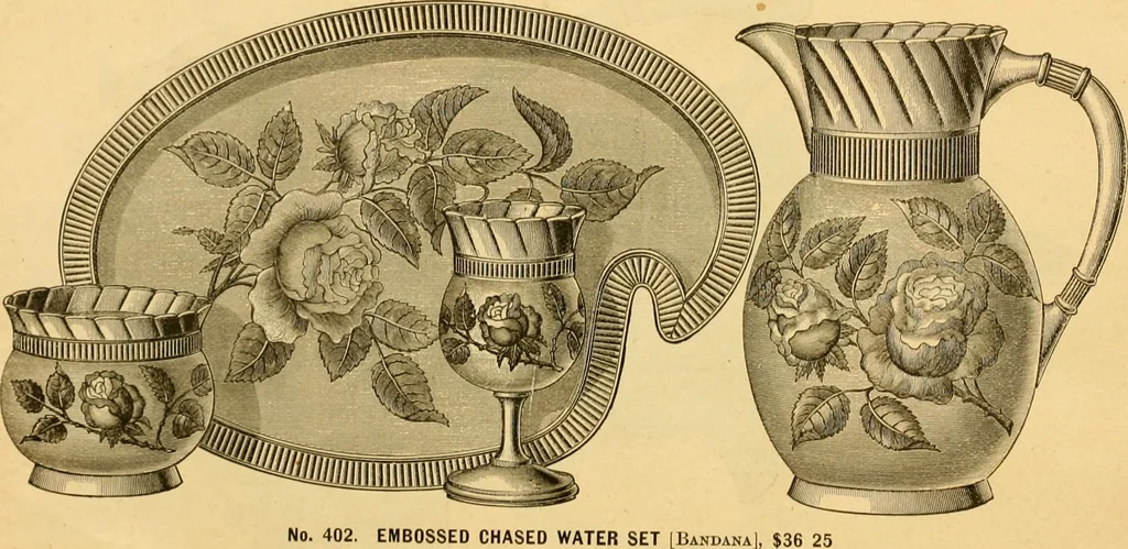 An illustration from 13th annual illustrated catalog, 1889 ... containing illustrations and prices of a few leading and staple styles of diamonds, watches, jewelry, silverware, clocks, canes, umbrellas, opera glasses, gold spectacles, eye glasses, etc., 1889, leaf 15