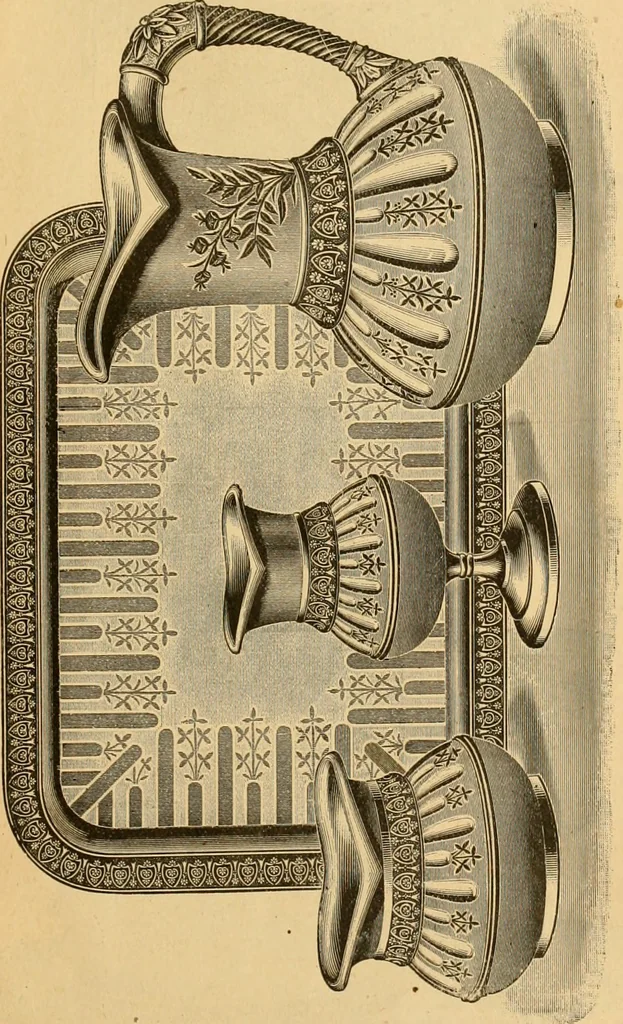 An illustration from 13th annual illustrated catalog, 1889 ... containing illustrations and prices of a few leading and staple styles of diamonds, watches, jewelry, silverware, clocks, canes, umbrellas, opera glasses, gold spectacles, eye glasses, etc., 1889, leaf 16