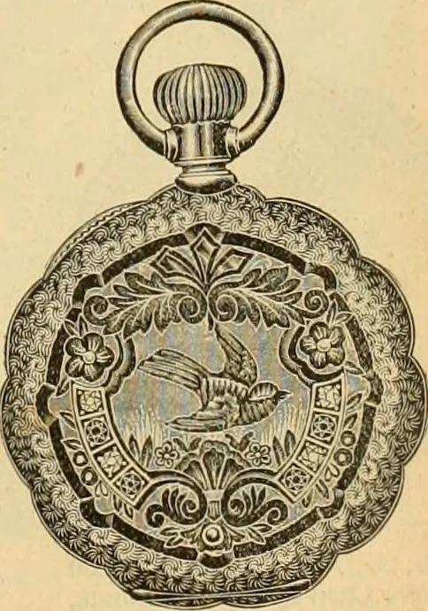 An illustration from 13th annual illustrated catalog, 1889 ... containing illustrations and prices of a few leading and staple styles of diamonds, watches, jewelry, silverware, clocks, canes, umbrellas, opera glasses, gold spectacles, eye glasses, etc., 1889, leaf 220