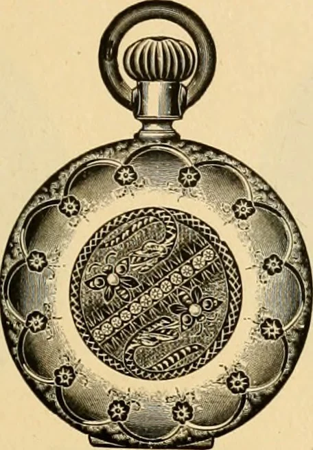 An illustration from 13th annual illustrated catalog, 1889 ... containing illustrations and prices of a few leading and staple styles of diamonds, watches, jewelry, silverware, clocks, canes, umbrellas, opera glasses, gold spectacles, eye glasses, etc., 1889, leaf 222