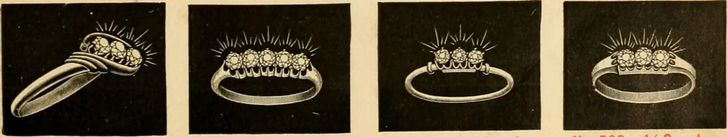 An illustration from 13th annual illustrated catalog, 1889 ... containing illustrations and prices of a few leading and staple styles of diamonds, watches, jewelry, silverware, clocks, canes, umbrellas, opera glasses, gold spectacles, eye glasses, etc., 1889, leaf 298
