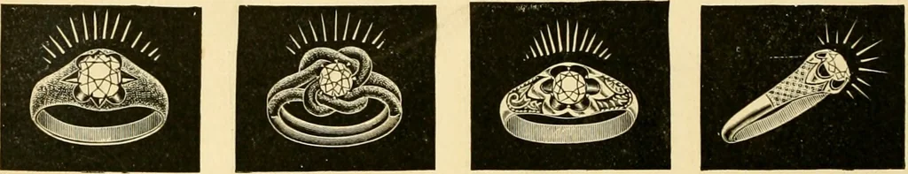 An illustration from 13th annual illustrated catalog, 1889 ... containing illustrations and prices of a few leading and staple styles of diamonds, watches, jewelry, silverware, clocks, canes, umbrellas, opera glasses, gold spectacles, eye glasses, etc., 1889, leaf 299