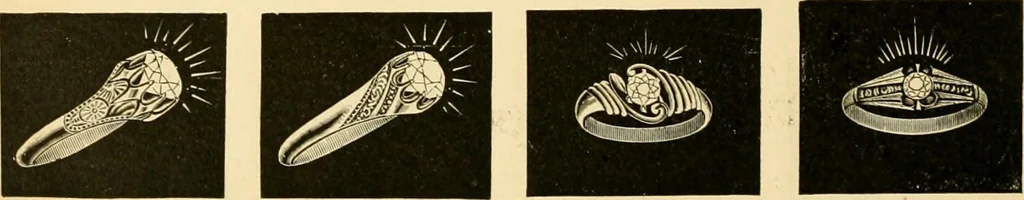 An illustration from 13th annual illustrated catalog, 1889 ... containing illustrations and prices of a few leading and staple styles of diamonds, watches, jewelry, silverware, clocks, canes, umbrellas, opera glasses, gold spectacles, eye glasses, etc., 1889, leaf 299
