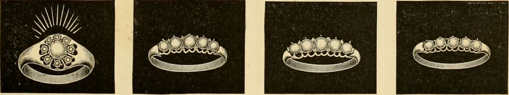 An illustration from 13th annual illustrated catalog, 1889 ... containing illustrations and prices of a few leading and staple styles of diamonds, watches, jewelry, silverware, clocks, canes, umbrellas, opera glasses, gold spectacles, eye glasses, etc., 1889, leaf 300