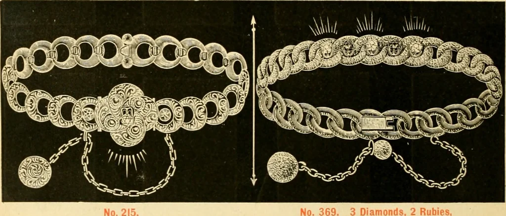 An illustration from 13th annual illustrated catalog, 1889 ... containing illustrations and prices of a few leading and staple styles of diamonds, watches, jewelry, silverware, clocks, canes, umbrellas, opera glasses, gold spectacles, eye glasses, etc., 1889, leaf 309