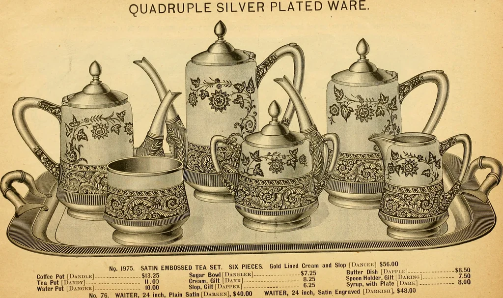 An illustration from 13th annual illustrated catalog, 1889 ... containing illustrations and prices of a few leading and staple styles of diamonds, watches, jewelry, silverware, clocks, canes, umbrellas, opera glasses, gold spectacles, eye glasses, etc., 1889, leaf 31
