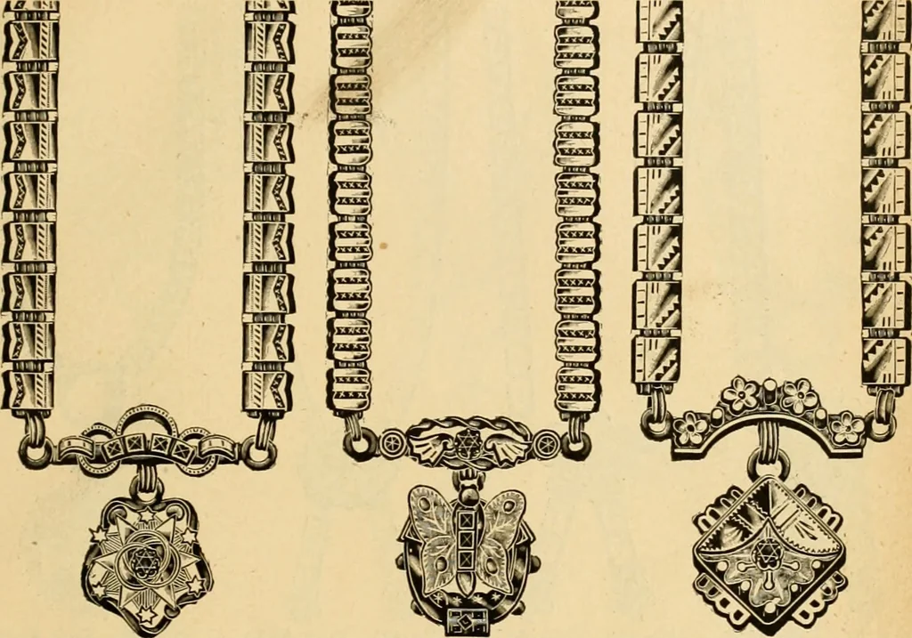 An illustration from 13th annual illustrated catalog, 1889 ... containing illustrations and prices of a few leading and staple styles of diamonds, watches, jewelry, silverware, clocks, canes, umbrellas, opera glasses, gold spectacles, eye glasses, etc., 1889, leaf 330
