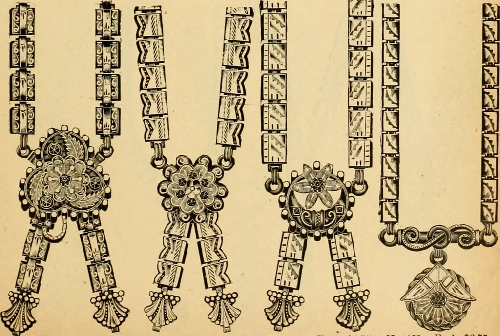 An illustration from 13th annual illustrated catalog, 1889 ... containing illustrations and prices of a few leading and staple styles of diamonds, watches, jewelry, silverware, clocks, canes, umbrellas, opera glasses, gold spectacles, eye glasses, etc., 1889, leaf 330