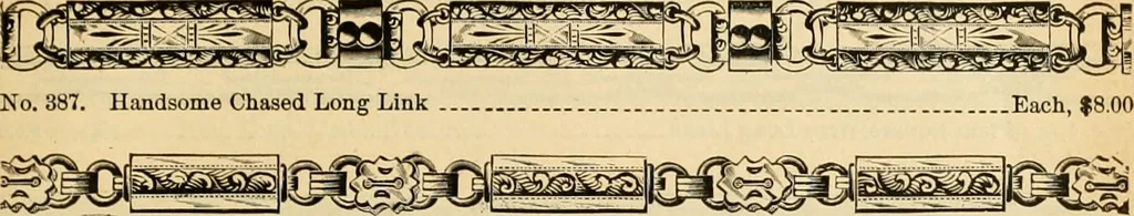 An illustration from 13th annual illustrated catalog, 1889 ... containing illustrations and prices of a few leading and staple styles of diamonds, watches, jewelry, silverware, clocks, canes, umbrellas, opera glasses, gold spectacles, eye glasses, etc., 1889, leaf 352