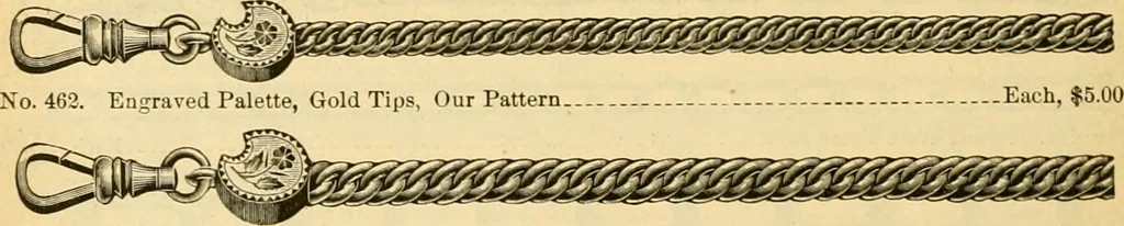 An illustration from 13th annual illustrated catalog, 1889 ... containing illustrations and prices of a few leading and staple styles of diamonds, watches, jewelry, silverware, clocks, canes, umbrellas, opera glasses, gold spectacles, eye glasses, etc., 1889, leaf 357
