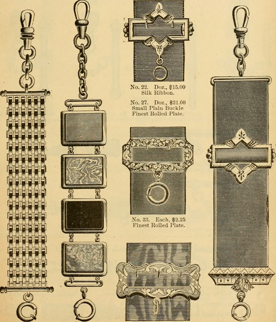 An illustration from 13th annual illustrated catalog, 1889 ... containing illustrations and prices of a few leading and staple styles of diamonds, watches, jewelry, silverware, clocks, canes, umbrellas, opera glasses, gold spectacles, eye glasses, etc., 1889, leaf 368