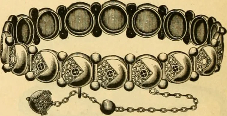 An illustration from 13th annual illustrated catalog, 1889 ... containing illustrations and prices of a few leading and staple styles of diamonds, watches, jewelry, silverware, clocks, canes, umbrellas, opera glasses, gold spectacles, eye glasses, etc., 1889, leaf 409