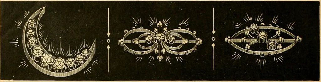 An illustration from 13th annual illustrated catalog, 1889 ... containing illustrations and prices of a few leading and staple styles of diamonds, watches, jewelry, silverware, clocks, canes, umbrellas, opera glasses, gold spectacles, eye glasses, etc., 1889, leaf 423