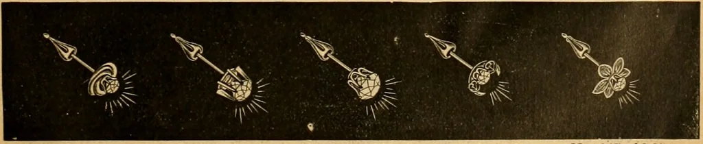 An illustration from 13th annual illustrated catalog, 1889 ... containing illustrations and prices of a few leading and staple styles of diamonds, watches, jewelry, silverware, clocks, canes, umbrellas, opera glasses, gold spectacles, eye glasses, etc., 1889, leaf 424