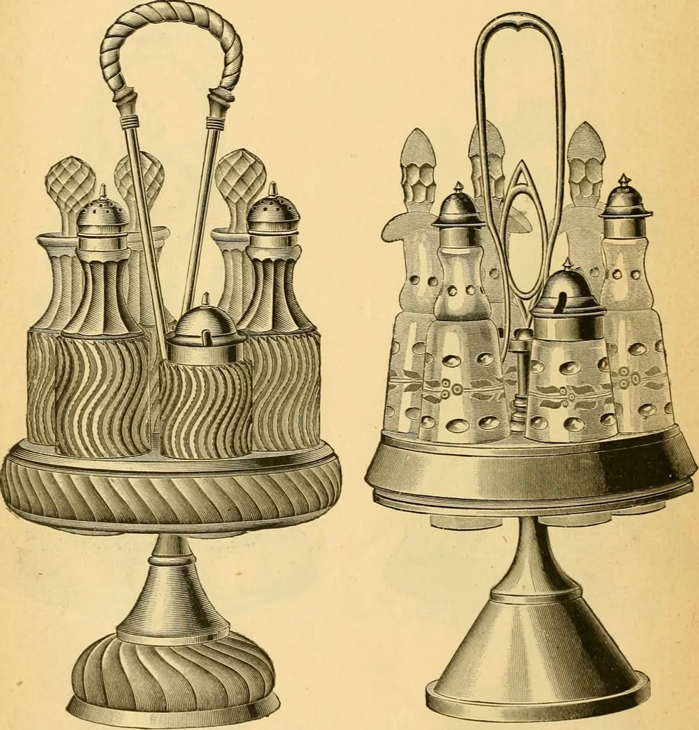 An illustration from 13th annual illustrated catalog, 1889 ... containing illustrations and prices of a few leading and staple styles of diamonds, watches, jewelry, silverware, clocks, canes, umbrellas, opera glasses, gold spectacles, eye glasses, etc., 1889, leaf 49