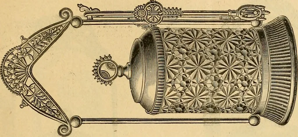 An illustration from 13th annual illustrated catalog, 1889 ... containing illustrations and prices of a few leading and staple styles of diamonds, watches, jewelry, silverware, clocks, canes, umbrellas, opera glasses, gold spectacles, eye glasses, etc., 1889, leaf 56