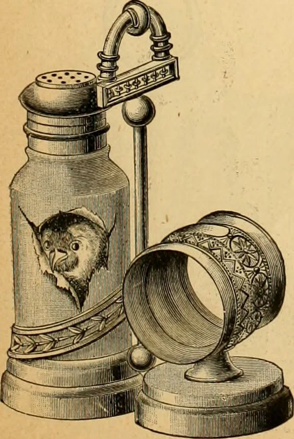 An illustration from 13th annual illustrated catalog, 1889 ... containing illustrations and prices of a few leading and staple styles of diamonds, watches, jewelry, silverware, clocks, canes, umbrellas, opera glasses, gold spectacles, eye glasses, etc., 1889, leaf 58