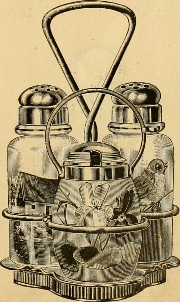 An illustration from 13th annual illustrated catalog, 1889 ... containing illustrations and prices of a few leading and staple styles of diamonds, watches, jewelry, silverware, clocks, canes, umbrellas, opera glasses, gold spectacles, eye glasses, etc., 1889, leaf 58