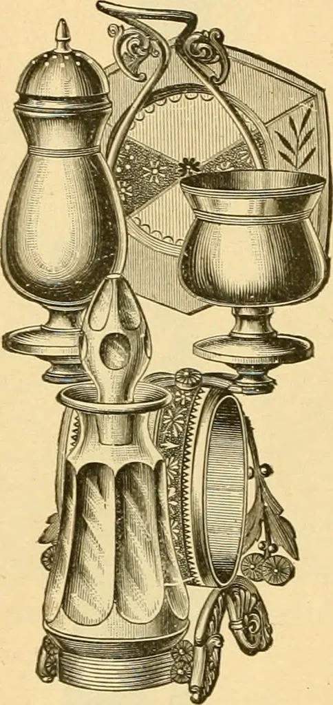 An illustration from 13th annual illustrated catalog, 1889 ... containing illustrations and prices of a few leading and staple styles of diamonds, watches, jewelry, silverware, clocks, canes, umbrellas, opera glasses, gold spectacles, eye glasses, etc., 1889, leaf 81
