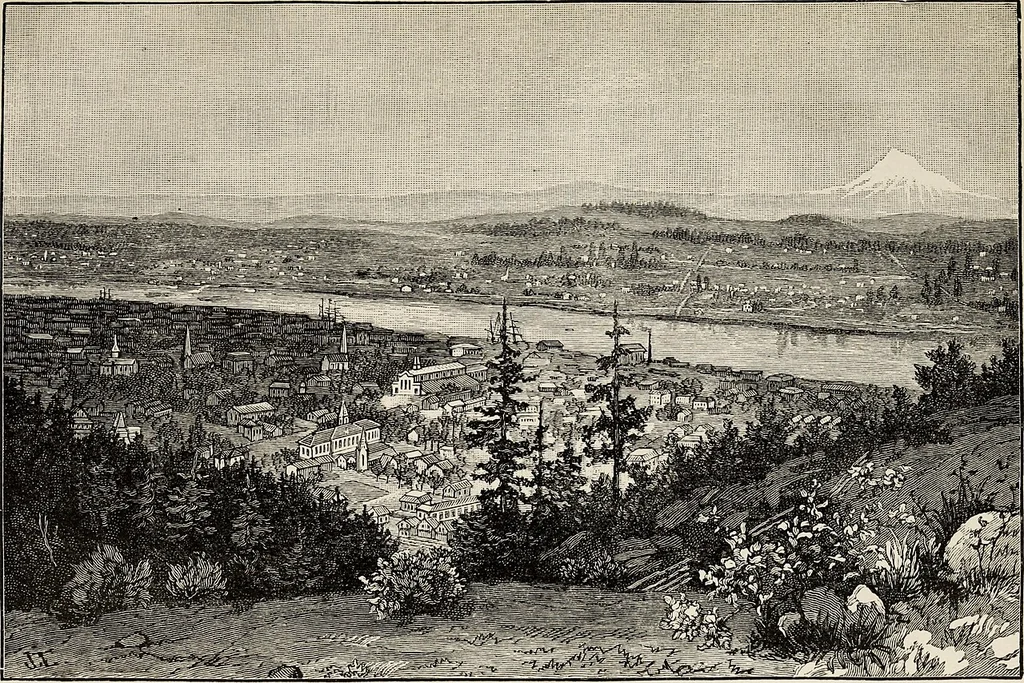 An illustration from The great Northwest : a guide-book and itinerary for the use of tourists and travellers over the lines of the Northern Pacific Railroad, the Oregon Railway and Navigation Company and the Oregon and California Railroad : containing descriptions of states, territories, cities, towns, and places along the routes of these allied systems of transportation, and embracing facts relating to the history, resources, population, products, and natural features of the great Northwest, 1883, leaf 320