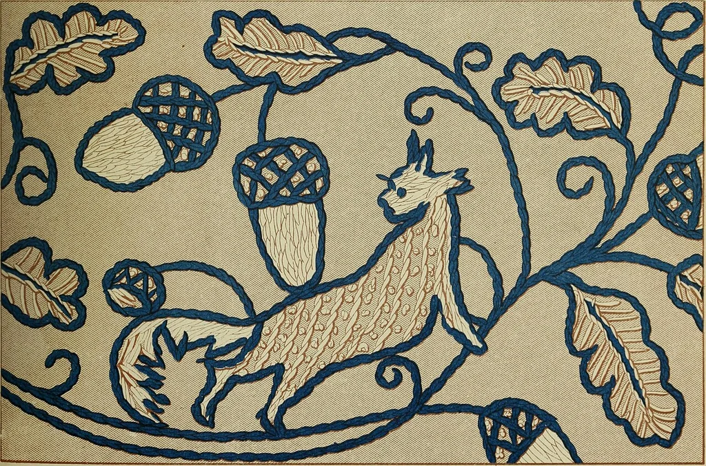 An illustration from The dictionary of needlework : an encyclopaedia of artistic, plain, and fancy needlework dealing fully with the details of all the stitches employed, the method of working, the materials used, the meaning of technical terms, and, where necessary, tracing the origin and history of the various works described, 1882, leaf 97