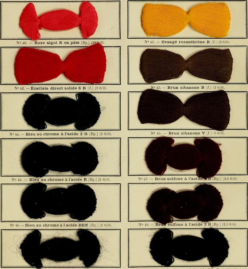 An illustration from Revue générale des matières colorantes et de leurs applications aux textiles, 1908, leaf 92