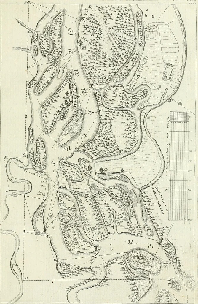 An illustration from De re ichnographica : cujus hodierna praxis exponitur, et propriis exemplis pluribus illustratur : inque varias, quae contingere possunt, ejusdem aberrationes, posito quoque calculo, inquiritur, 1751, leaf 130