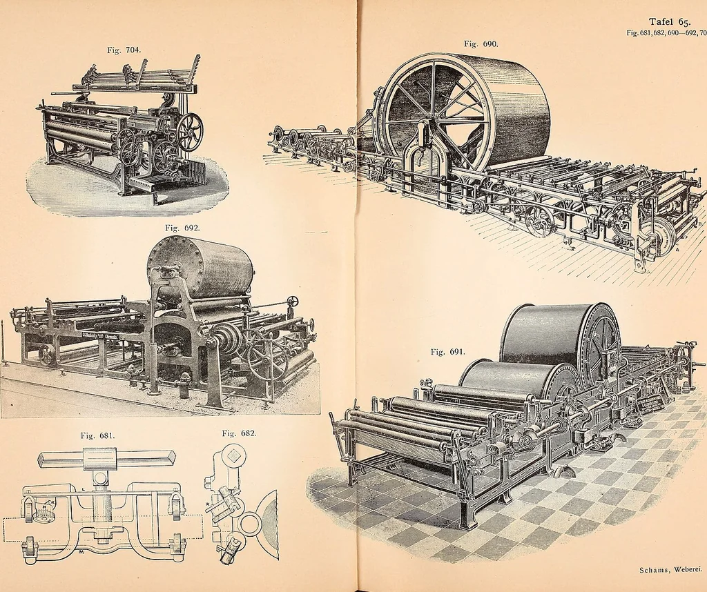 An illustration from Ausführliches Handbuch der Weberei. Ein Lehr- und Hilfsbuch für Fabrikanten, Weber und Webschüler, 1909, leaf 77