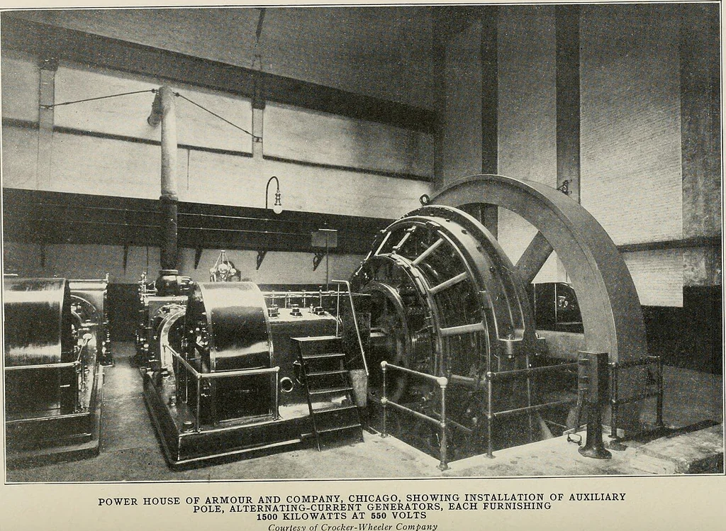 An illustration from Cyclopedia of applied electricity : a general reference work on direct-current generators and motors, storage batteries, electrochemistry, welding, electric wiring, meters, electric lighting, electric railways, power stations, switchboards, power transmission, alternating-current machinery, telegraphy, etc., 1916, leaf 267