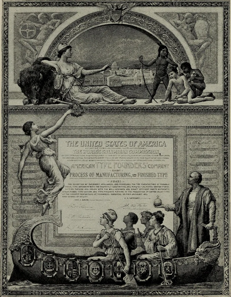An illustration from Specimens of type, borders, ornaments, brass rules and cuts, etc. : catalogue of printing machinery and materials, wood goods, etc, 1897, leaf 21