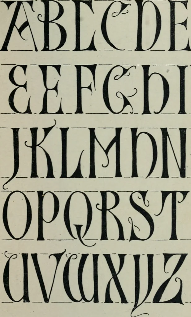 An illustration from Alphabets old and new, for the use of craftsmen : with an introductory essay on Art in the alphabet, 1898, leaf 102
