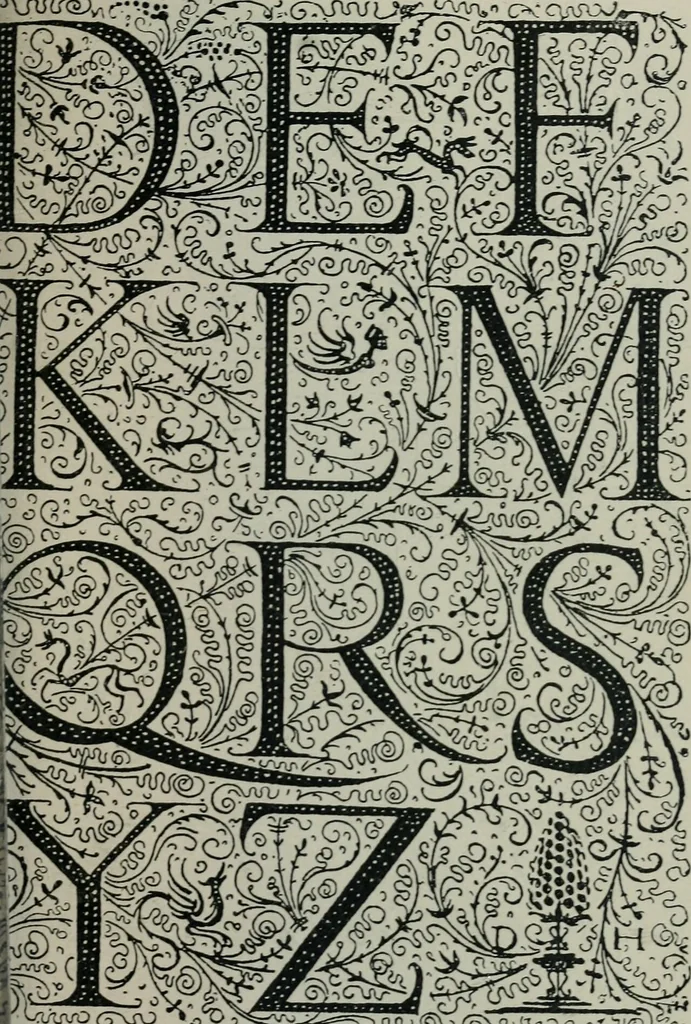 An illustration from Alphabets old and new, for the use of craftsmen : with an introductory essay on Art in the alphabet, 1898, leaf 140