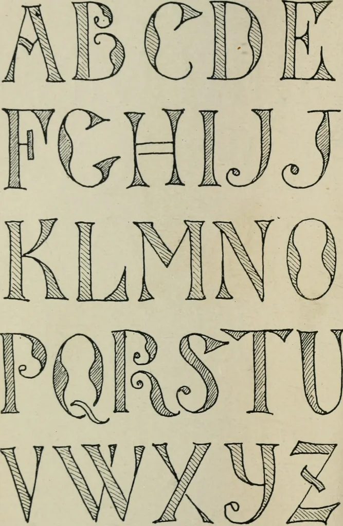 An illustration from Alphabets old and new, for the use of craftsmen : with an introductory essay on Art in the alphabet, 1898, leaf 145