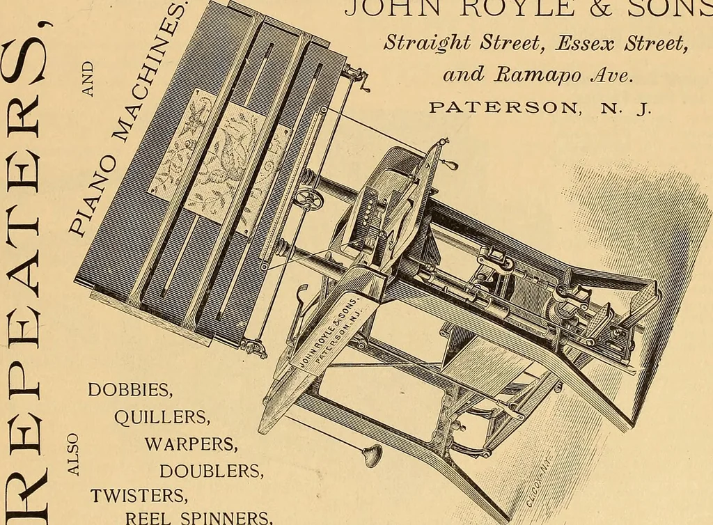 An illustration from Technology of textile design. Being a practical treatise on the construction and application of weaves for all textile fabrics, with minute reference to the latest inventions for weaving. Containing also an appendix showing the analysis and giving the calculations necessary for the manufacture of the various textile fabrics, 1889, leaf 300