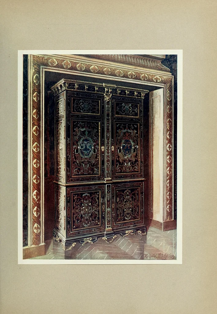 An illustration from The book of decorative furniture, its form, colour and history, 1910, leaf 442
