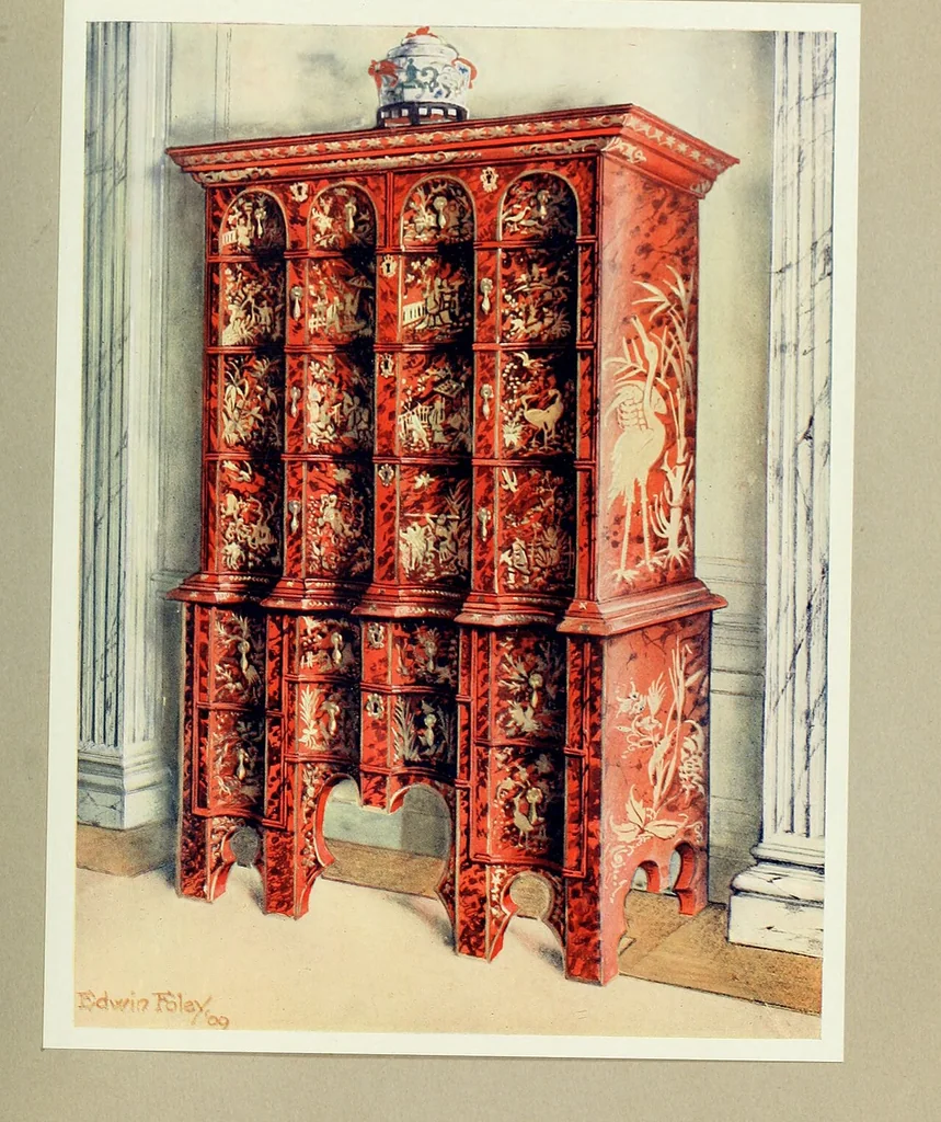 An illustration from The book of decorative furniture, its form, colour and history, 1910, leaf 524