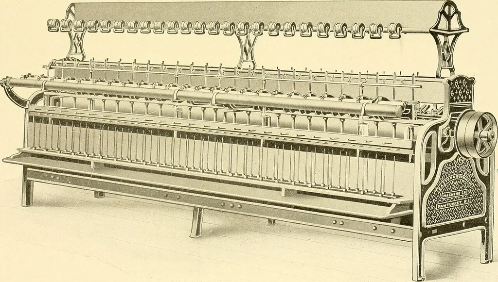 An illustration from Cyclopedia of textile work : a general reference library on cotton, woollen and worsted yarn manufacture, weaving, designing, chemistry and dyeing, finishing, knitting, and allied subjects, 1907, leaf 303