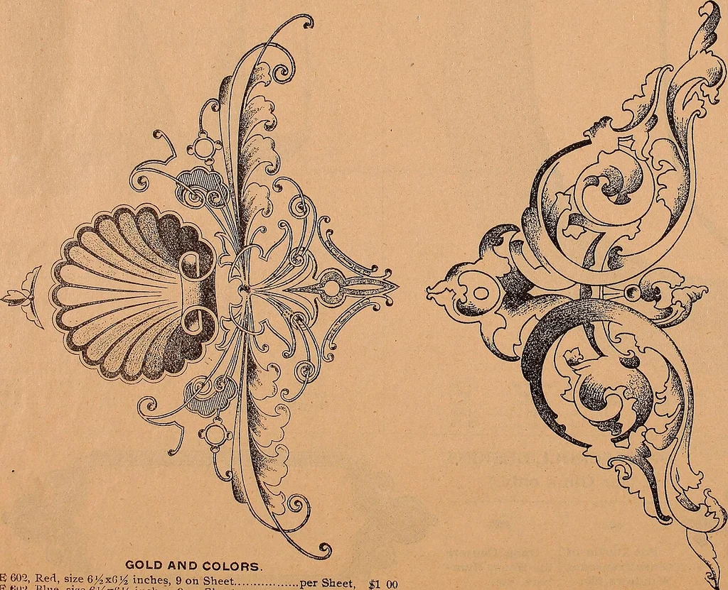 An illustration from Illustrated sample book & price list of Palm's patent transfer letters, ornaments & trade designs for signs, wagons, cars, machines, etc., 1901, leaf 29