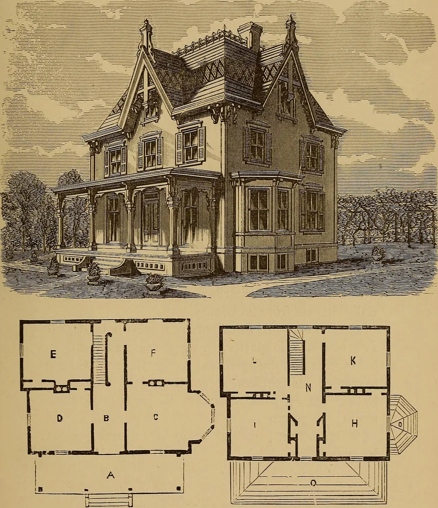 An illustration from Hobbs's architecture: containing designs and ground plans for villas, cottages and other edifices, both suburban and rural, adapted to the United States. With rules for criticism, and introduction, 1876, leaf 126