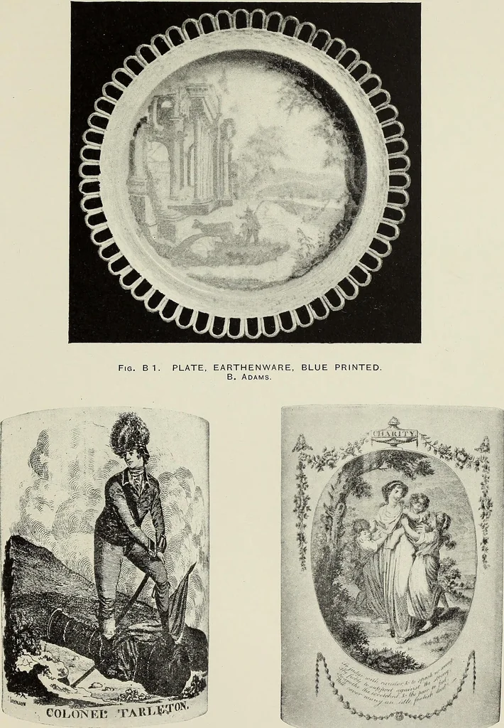 An illustration from Transfer printing on enamels, porcelain and pottery : its origin and development in the United Kingdom, 1907, leaf 106