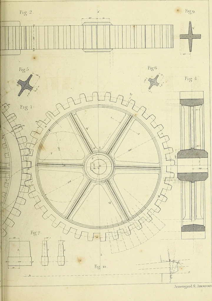 An illustration from The practical draughtsman's book of industrial design and machinist's and engineer's companion : forming a complete course of mechanical, engineering and architectural drawing, 1866, leaf 286