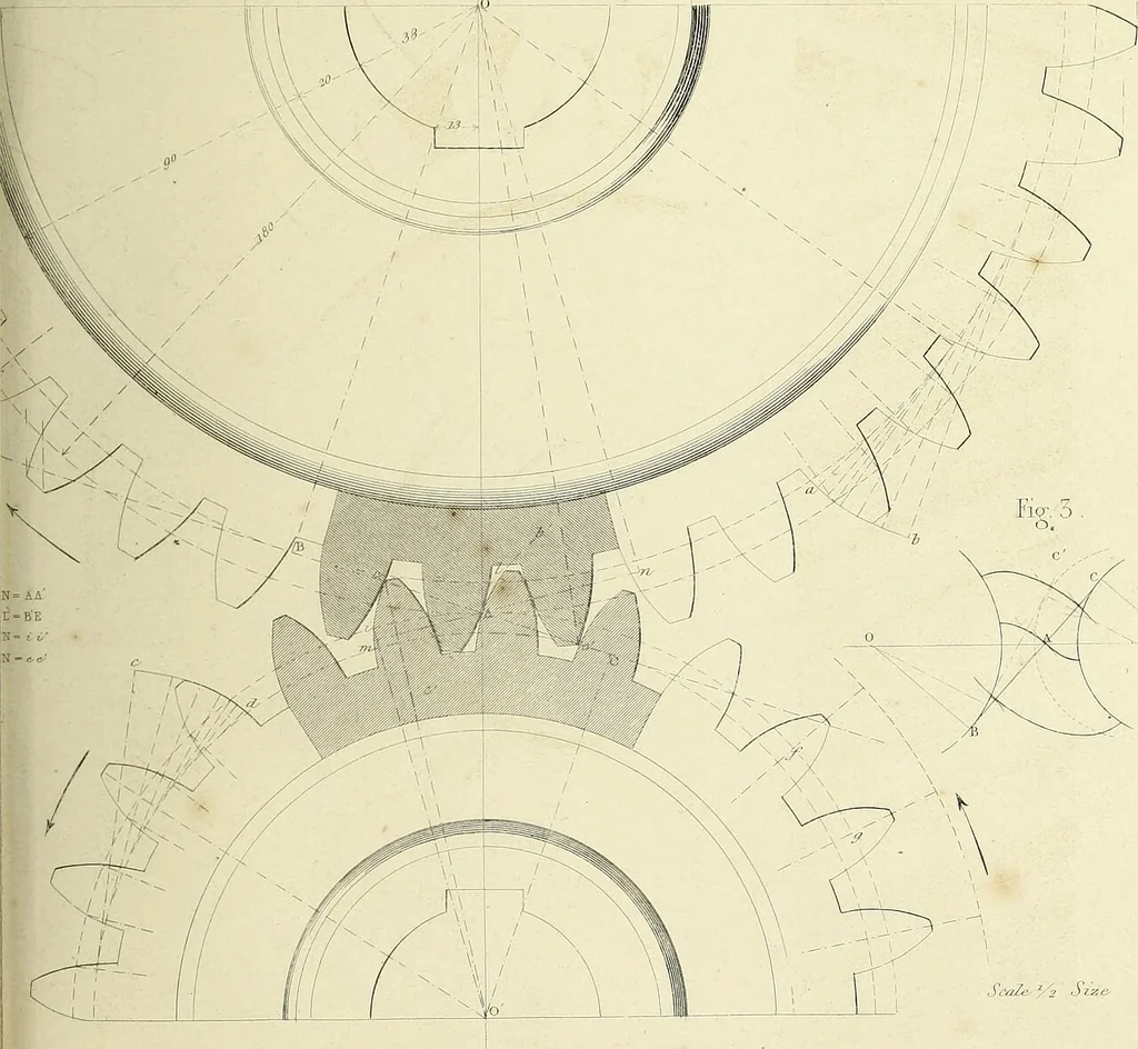 An illustration from The practical draughtsman's book of industrial design and machinist's and engineer's companion : forming a complete course of mechanical, engineering and architectural drawing, 1866, leaf 302