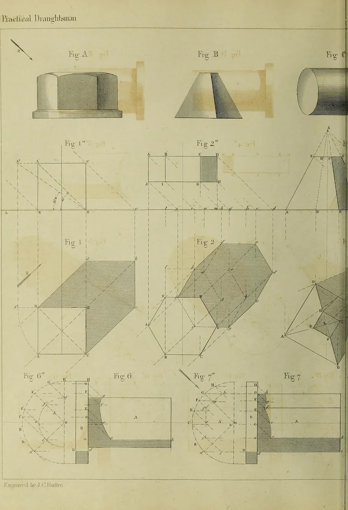 An illustration from The practical draughtsman's book of industrial design and machinist's and engineer's companion : forming a complete course of mechanical, engineering and architectural drawing, 1866, leaf 309