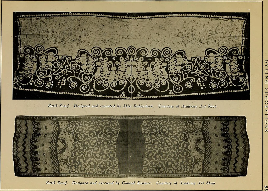 An illustration from First lessons in batik; a handbook in batik, tie-dyeing and all pattern dyeing, 1921, leaf 97