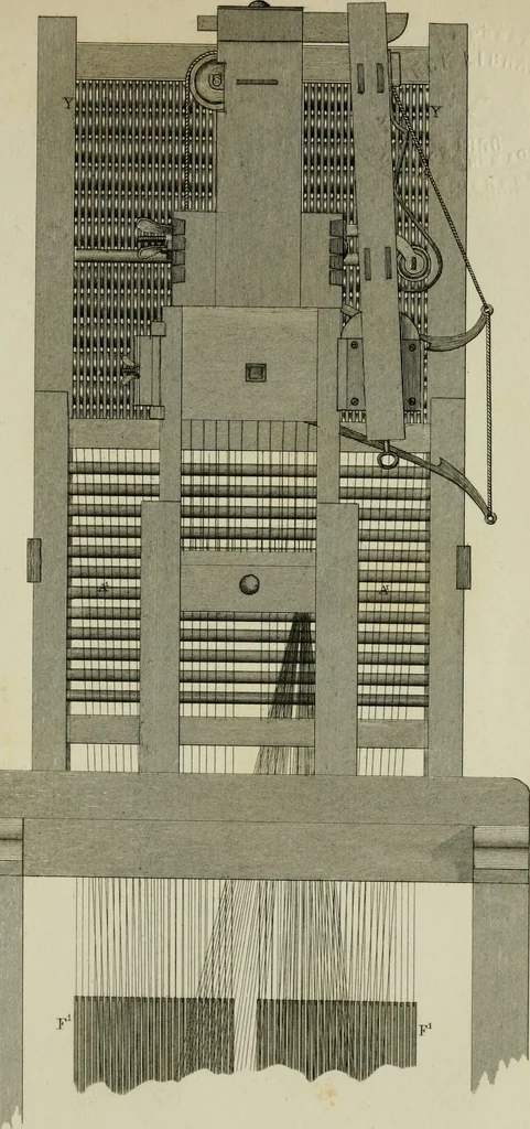 An illustration from The art of weaving, by hand and by power, with an introductory account of its rise and progress in ancient and modern times, 1844, leaf 566