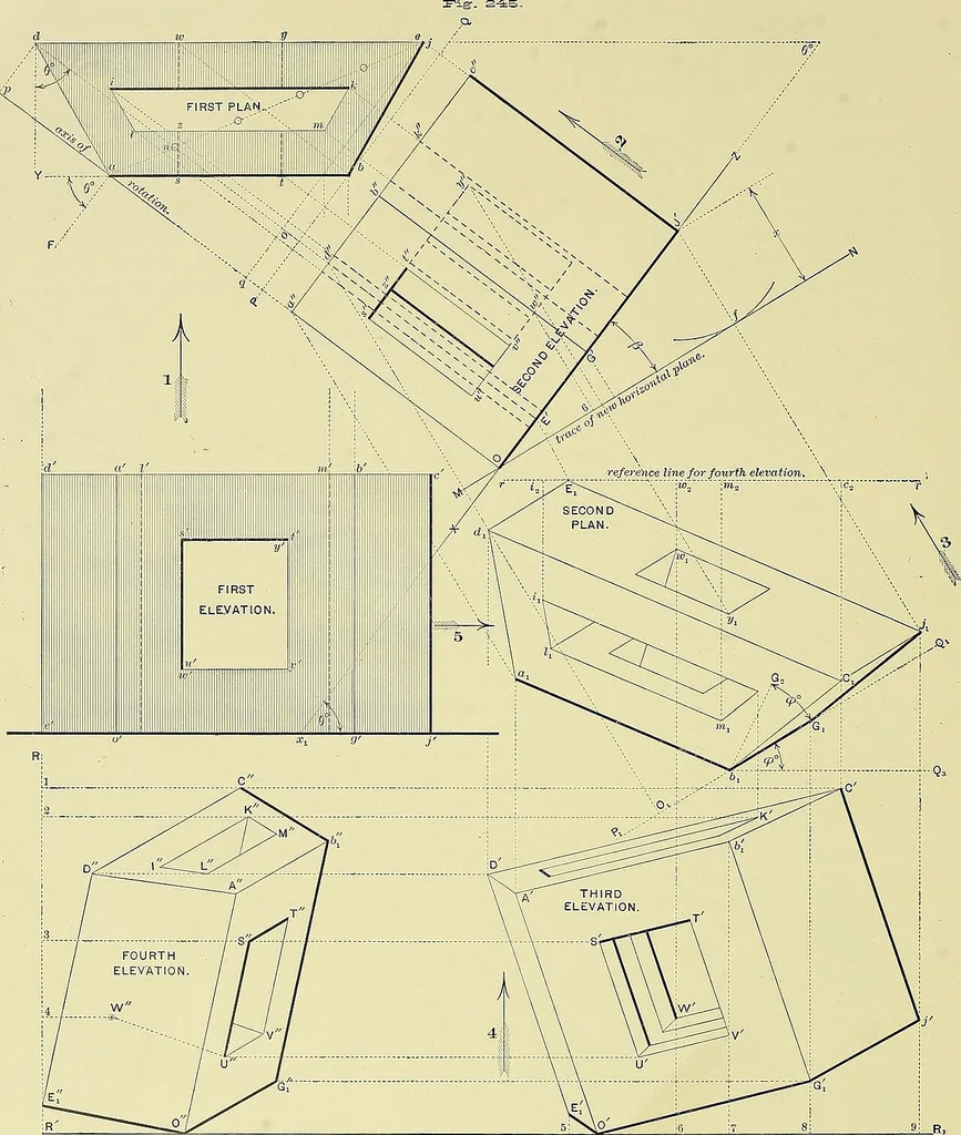 An illustration from Practical engineering drawing and third angle projection, for students in scientific, technical and manual training schools and for ... draughtsmen .., 1897, leaf 129