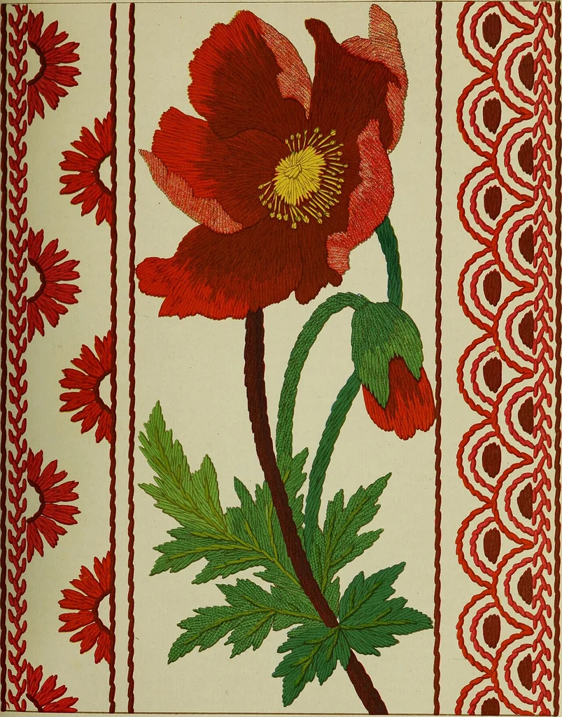 An illustration from The dictionary of needlework : an encyclopaedia of artistic, plain, and fancy needlework dealing fully with the details of all the stitches employed, the method of working, the materials used, the meaning of technical terms, and, where necessary, tracing the origin and history of the various works described, 1882, leaf 45