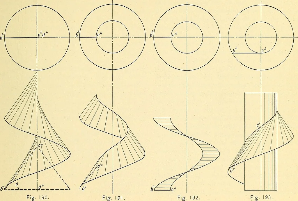 An illustration from Descriptive geometry, 1909, leaf 136