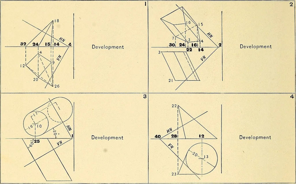 An illustration from Descriptive geometry, 1909, leaf 173